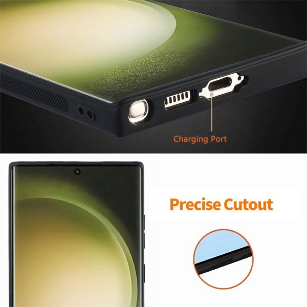 Enkay Samsung Galaxy S23 Ultra kuori näytönsuojalla, nahkakuvioitu, ruskea
