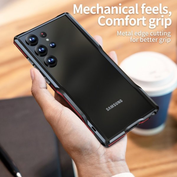 Samsung Galaxy S23 Ultra Kuori Metallinen Bumper Hopea