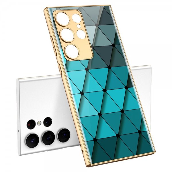 GKK Samsung Galaxy S23 Ultra Kuori Siniset kolmiot -kuviolla