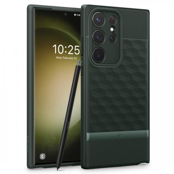 Caseology Samsung Galaxy S23 Ultra -suojakuori Parallax Midnight Green