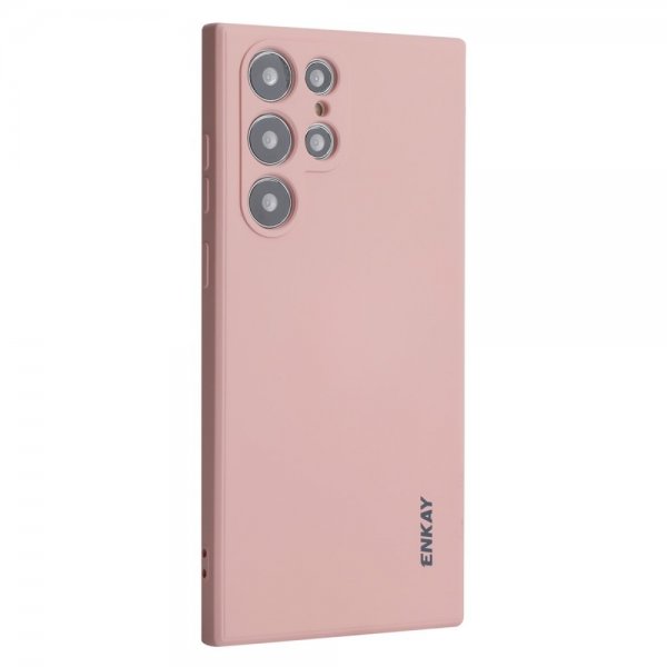 Enkay Samsung Galaxy S23 Ultra Silikonikuori Vaaleanpunainen