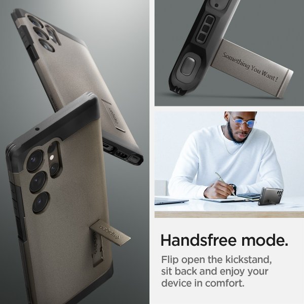 Spigen Samsung Galaxy S23 Ultra -suojakuori Tough Armor Gunmetal