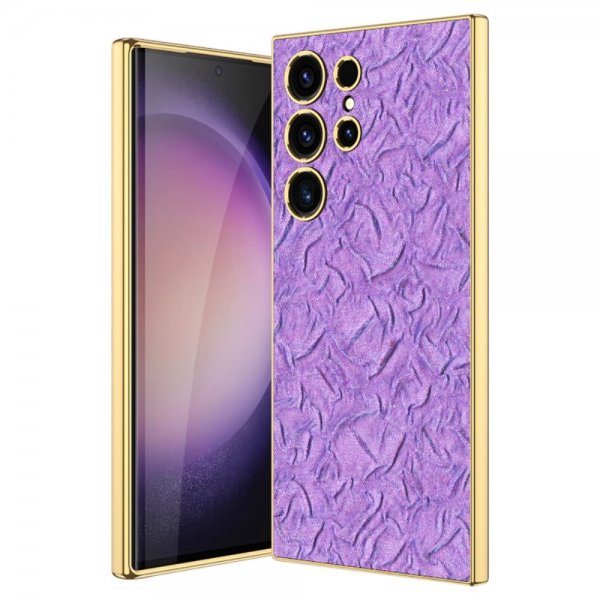GKK Samsung Galaxy S23 Ultra Kuori Kangas pinnoitettu reuna violetti