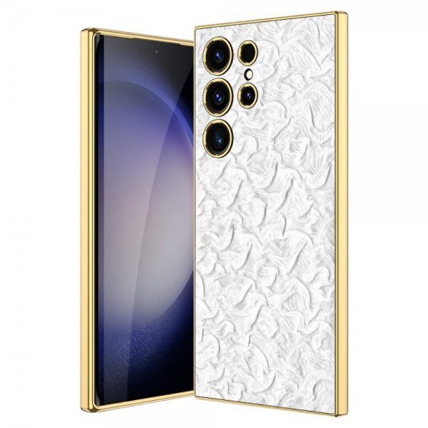 GKK Samsung Galaxy S23 Ultra Kuori Kangas Pinnoitettu Reuna Valkoinen