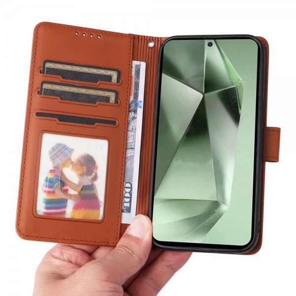 Betopnice Samsung Galaxy S24 FE -kuori irrotettavalla kannella 005 ruskea