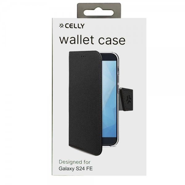 Celly Samsung Galaxy S24 FE -suojakuori Wally Wallet Case, musta