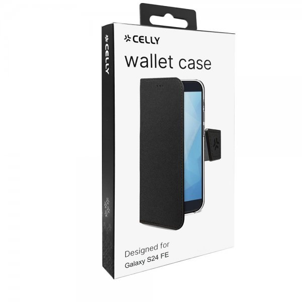 Celly Samsung Galaxy S24 FE -suojakuori Wally Wallet Case, musta