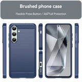 Samsung Galaxy S24 FE Kuori Harjattu hiilikuitukuvio Sininen