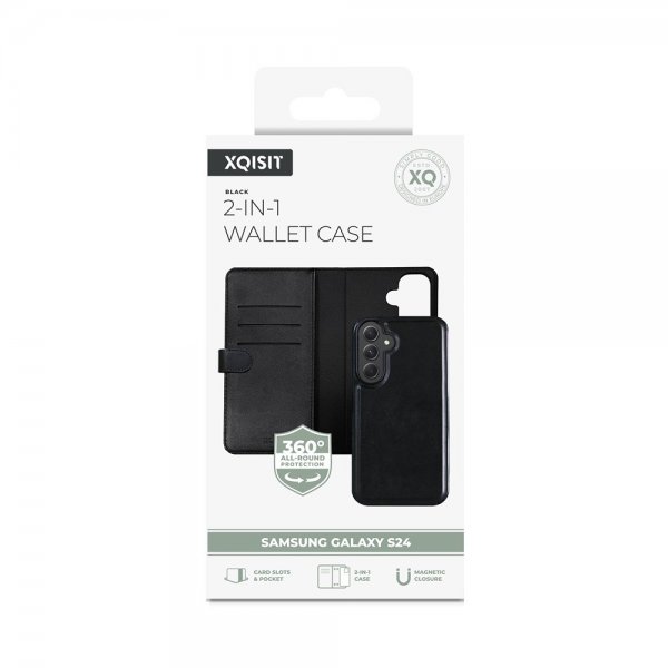 Xqisit Samsung Galaxy S24 -kotelo 2-in-1 Wallet Case Musta