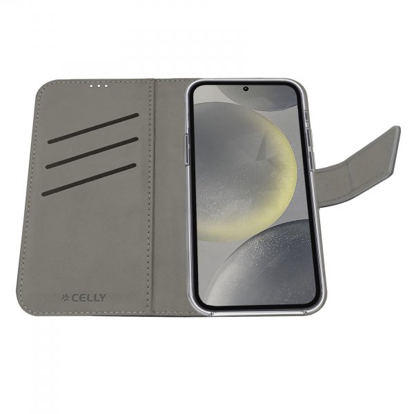Celly Samsung Galaxy S24 -suojakotelo Wally Wallet Case, musta