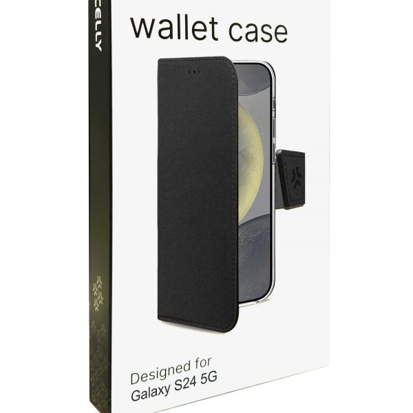 Celly Samsung Galaxy S24 -suojakotelo Wally Wallet Case, musta