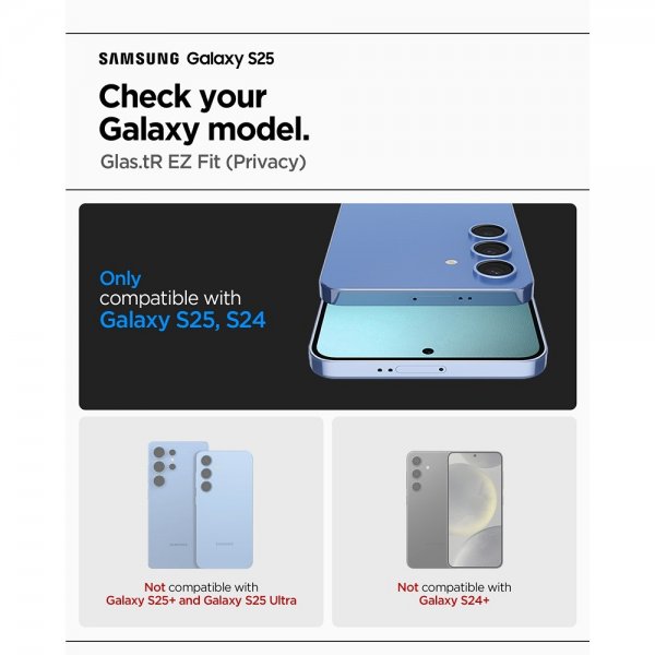Spigen Samsung Galaxy S24/Galaxy S25 Näytönsuoja GLAS.tR EZ Fit Privacy 2-pack
