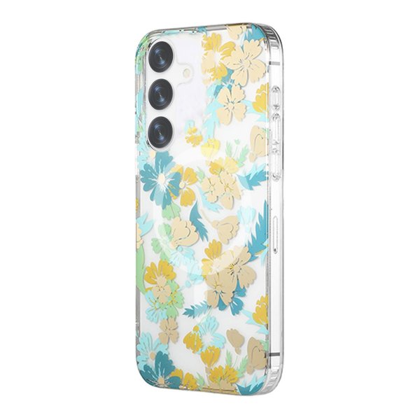 Samsung Galaxy S24 Kuori Kukkakuvio MagSafe Turkoosi