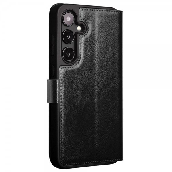 Qialino Samsung Galaxy S24 Plus Suojakotelo, Aitoa Nahkaa, Musta