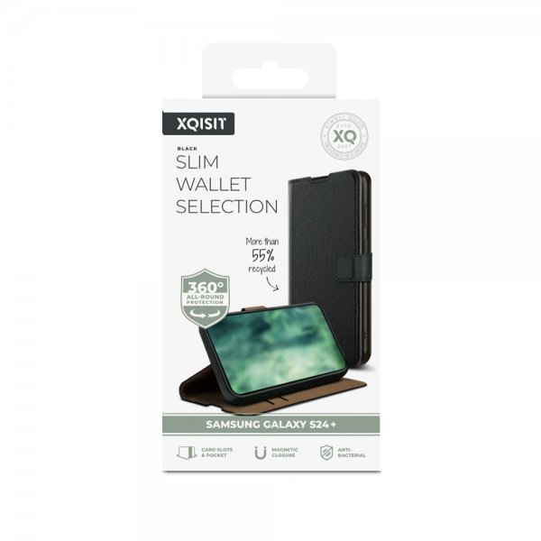 Xqisit Samsung Galaxy S24 Plus Suojakotelo Slim Wallet Selection, musta