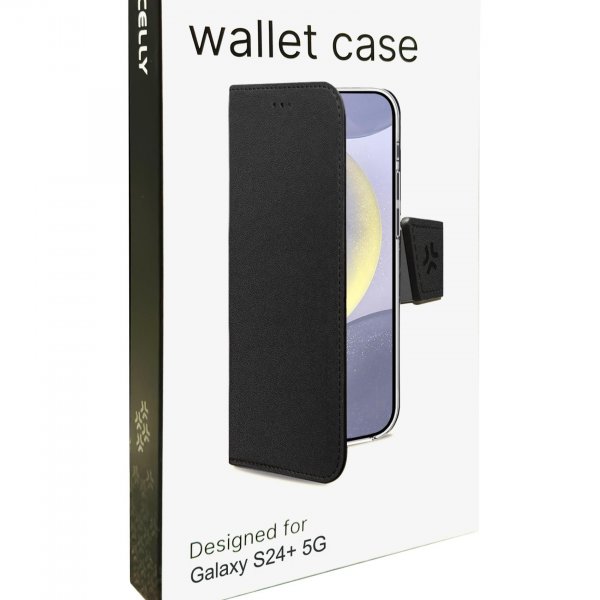 Celly Samsung Galaxy S24 Plus -kotelo Wally Wallet Case Musta