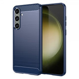 Samsung Galaxy S24 Plus -kuori, harjattu hiilikuitukuvio, sininen