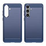 Samsung Galaxy S24 Plus -kuori, harjattu hiilikuitukuvio, sininen