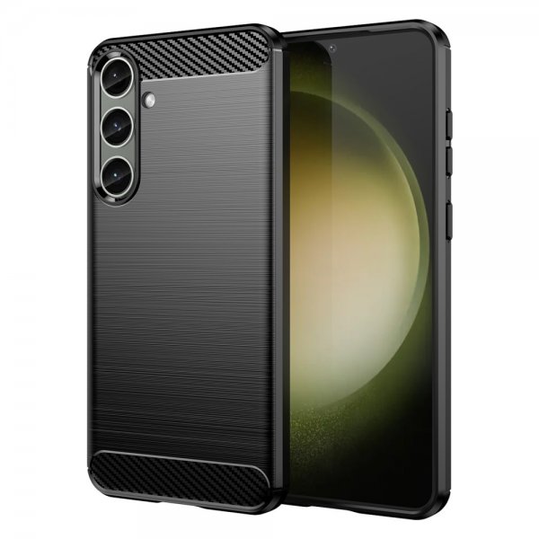 Samsung Galaxy S24 Plus -kuori, harjattu hiilikuitu, musta