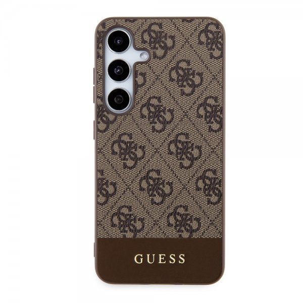Guess Samsung Galaxy S24 Plus Kuori Bottom Stripe Metal Logo Ruskea