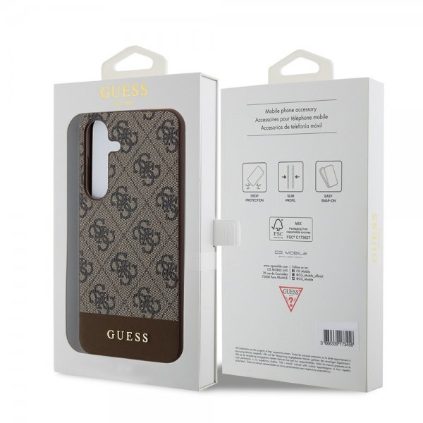 Guess Samsung Galaxy S24 Plus Kuori Bottom Stripe Metal Logo Ruskea