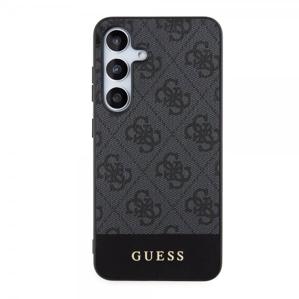 Guess Samsung Galaxy S24 Plus Kuori Bottom Stripe Metal Logo Musta