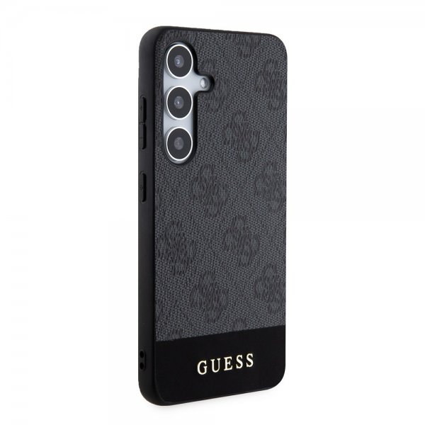 Guess Samsung Galaxy S24 Plus Kuori Bottom Stripe Metal Logo Musta