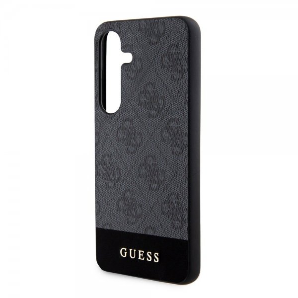 Guess Samsung Galaxy S24 Plus Kuori Bottom Stripe Metal Logo Musta