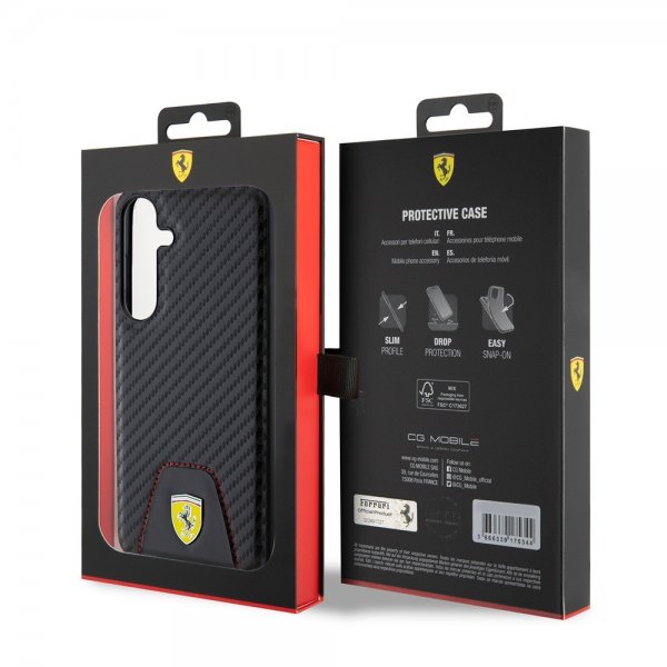 Ferrari Samsung Galaxy S24 Plus Suojakuori Carbon & Stripe Musta
