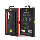 Ferrari Samsung Galaxy S24 Plus Suojakuori Carbon & Stripe Musta
