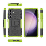 Samsung Galaxy S24 Plus -kuori, rengaskuvio, jalustatoiminto, vihreä