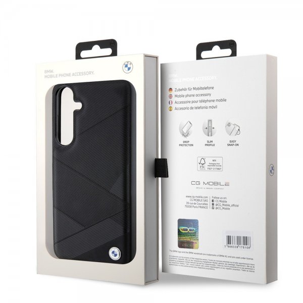 BMW Samsung Galaxy S24 Plus Kuori Aidosta Nahasta Kuvioitu Musta