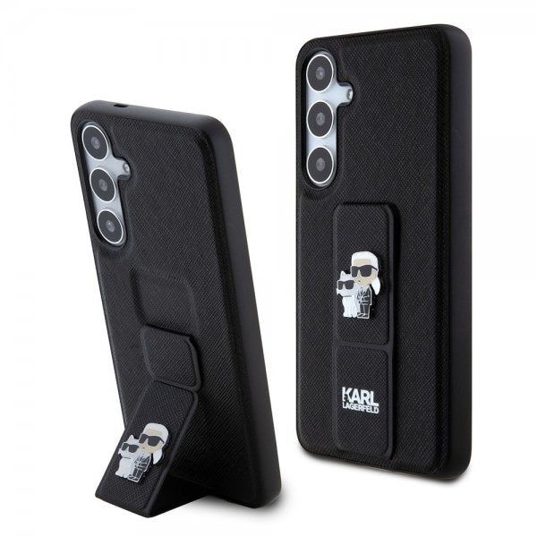 Karl Lagerfeld Samsung Galaxy S24 Plus -kotelo Grip & Stand Saffiano musta