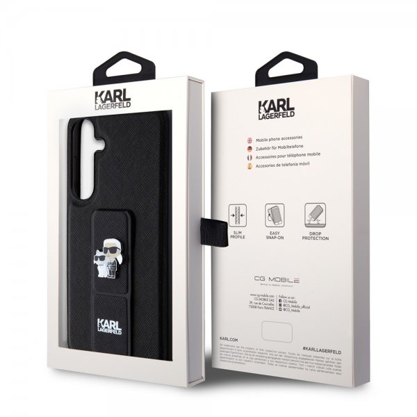 Karl Lagerfeld Samsung Galaxy S24 Plus -kotelo Grip & Stand Saffiano musta