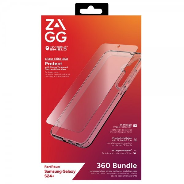 ZAGG InvisibleShield Samsung Galaxy S24 Plus -suojakuori ja Glass Elite 360 -näytönsuoja
