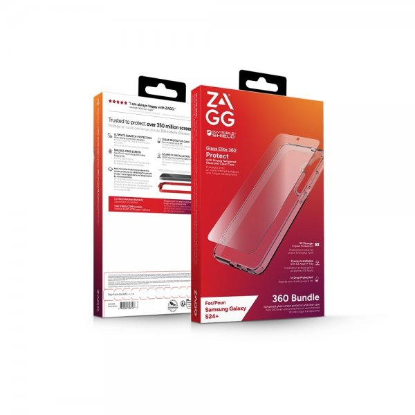 ZAGG InvisibleShield Samsung Galaxy S24 Plus -suojakuori ja Glass Elite 360 -näytönsuoja