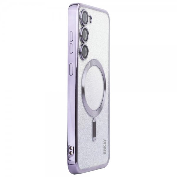 Enkay Samsung Galaxy S24 Plus Kuori Pinnoitettu reuna glitter MagSafe Violetti