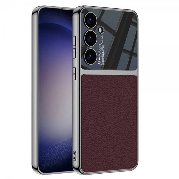 GKK Samsung Galaxy S24 Plus Kuori, päällystetyt reunat, nahkakuvio, punainen