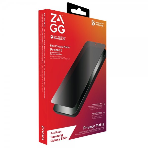 ZAGG InvisibleShield Samsung Galaxy S24 Plus -näytönsuoja, Flex Privacy Matte