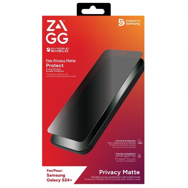ZAGG InvisibleShield Samsung Galaxy S24 Plus -näytönsuoja, Flex Privacy Matte