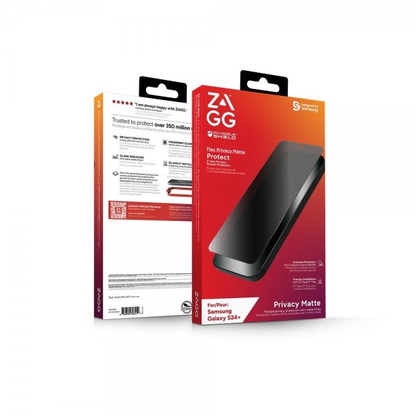 ZAGG InvisibleShield Samsung Galaxy S24 Plus -näytönsuoja, Flex Privacy Matte