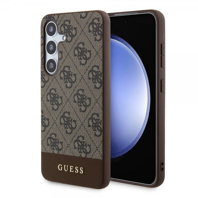 Guess Samsung Galaxy S24 Kuoret Bottom Stripe Metal Logo Ruskea