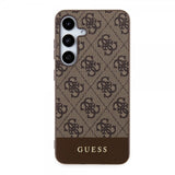 Guess Samsung Galaxy S24 Kuoret Bottom Stripe Metal Logo Ruskea