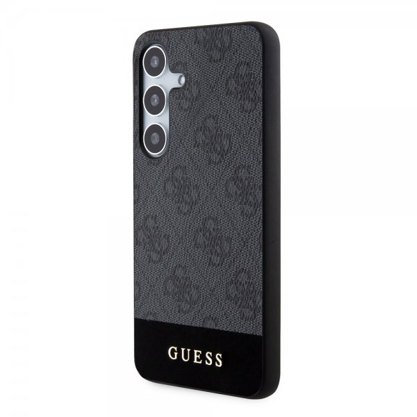 Guess Samsung Galaxy S24 Kuori Bottom Stripe Metal Logo Musta