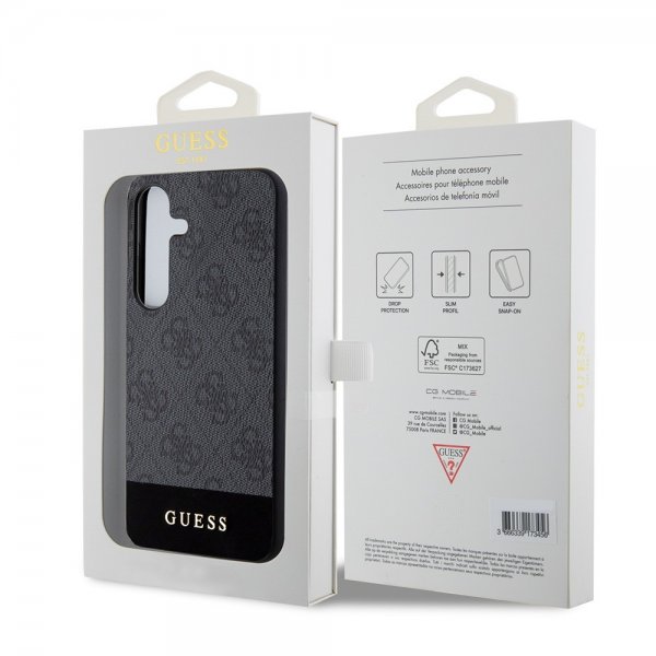 Guess Samsung Galaxy S24 Kuori Bottom Stripe Metal Logo Musta