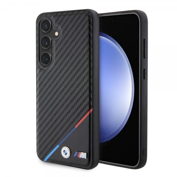 BMW Samsung Galaxy S24 Kuori Carbon Tricolor Stripe MagSafe Musta