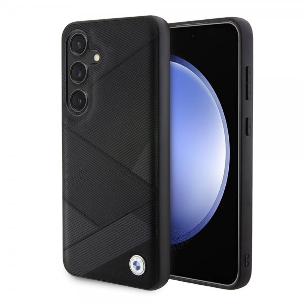 BMW Samsung Galaxy S24 Kuori Aidosta Nahasta Kuvioitu Musta