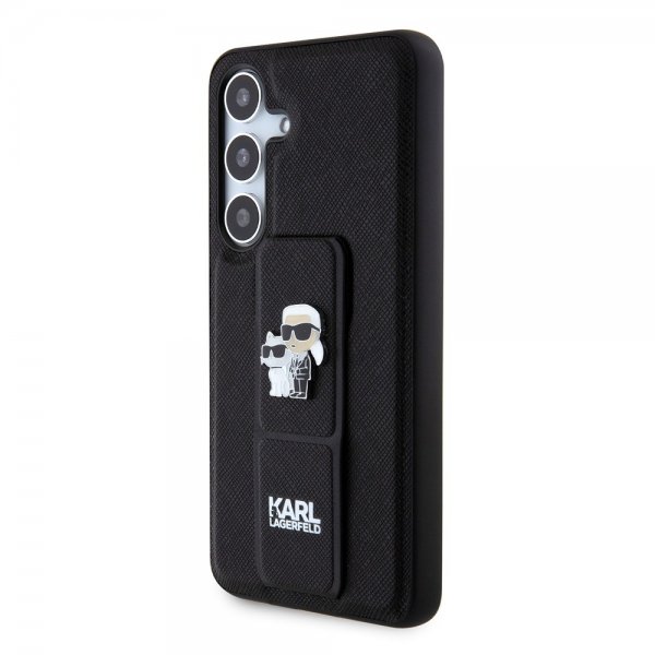 Karl Lagerfeld Samsung Galaxy S24 Saffiano Grip & Stand -suojakuori, musta