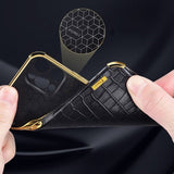 Samsung Galaxy S24 Kuori Krokotiilikuvio Sormus Valkoinen