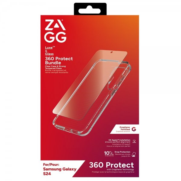 ZAGG Samsung Galaxy S24 Kuoret ja näytönsuoja Luxe & Glass 360 Protect -paketti